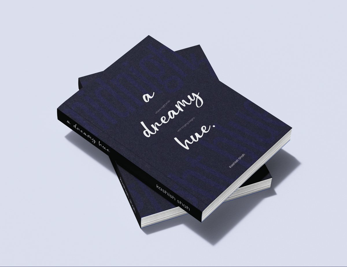 A Dreamy Hue book cover mockup, navy blue