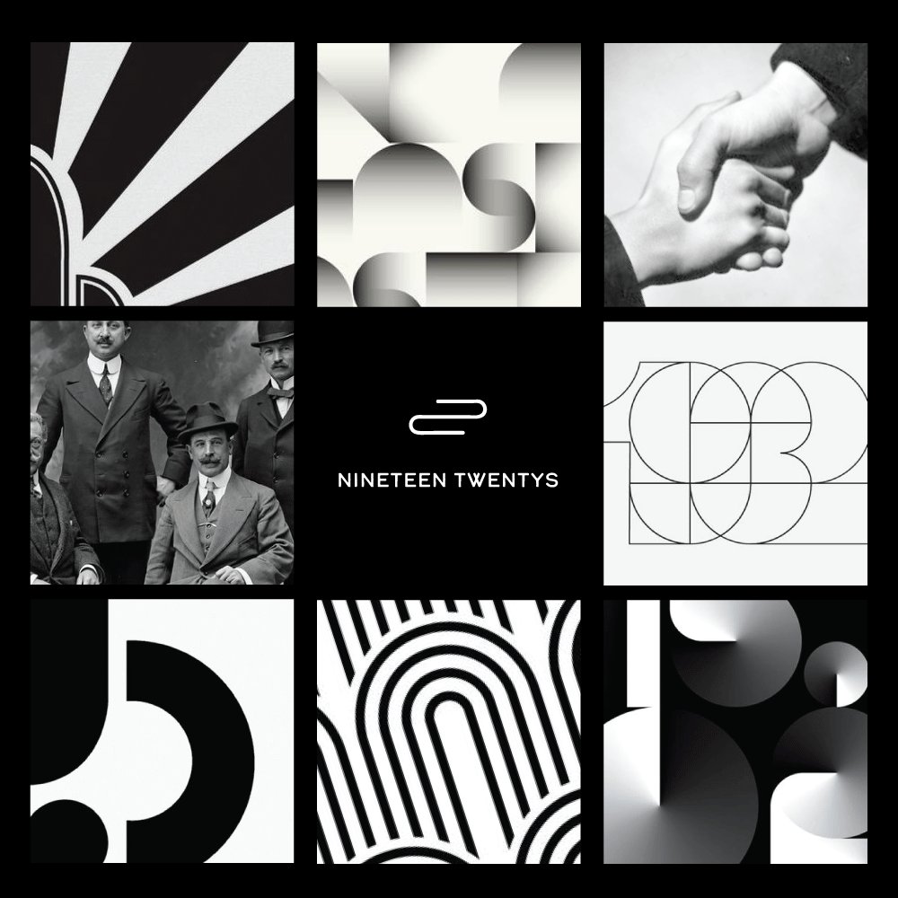 Nineteen Twentys moodboard, art deco grid