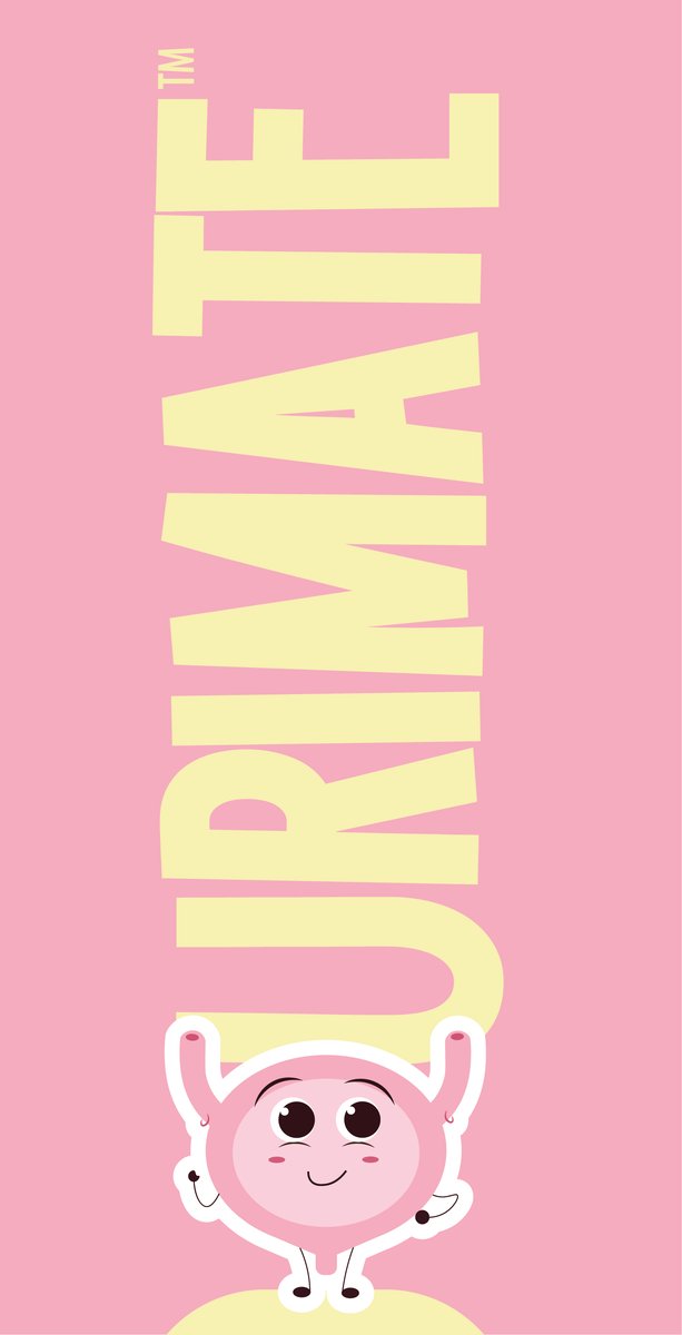 Urimate packaging, pink and yellow logo with mascot