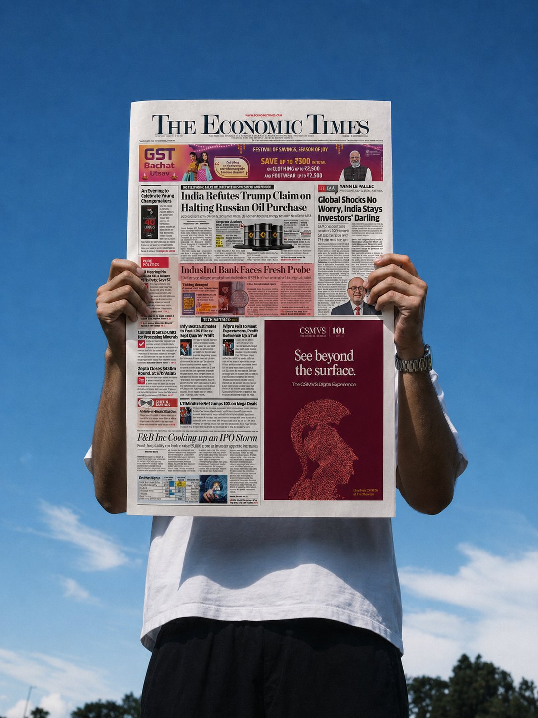 CSMVS 'See beyond the surface' advertisement inside The Economic Times